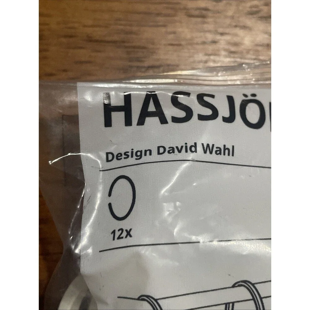 2 Brand New IKEA HASSJON White Shower Curtain Rings 004.660.08 Lot